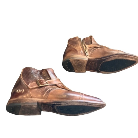 Bed StuTanned Leather Dipper Ankle Boot Bootie Rust Fringe Buckle Harness 6 - Picture 3 of 10